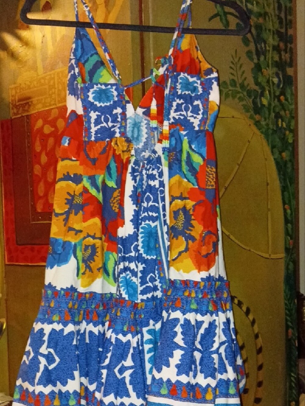 FARM Rio Vibrant Multicolor Floral Slip with Beaded Straps - Picture 6 of 7